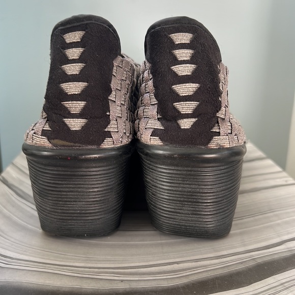 EUC Bernie Mev Woven Pewter Elastic Fabric Wedge Platform, Size 39 - Picture 5 of 10